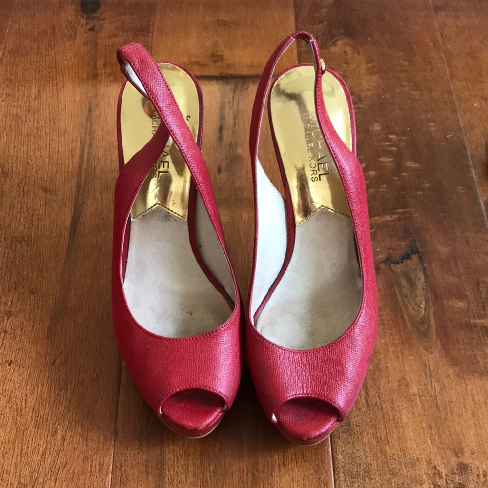Red Michael Kors platform heel
